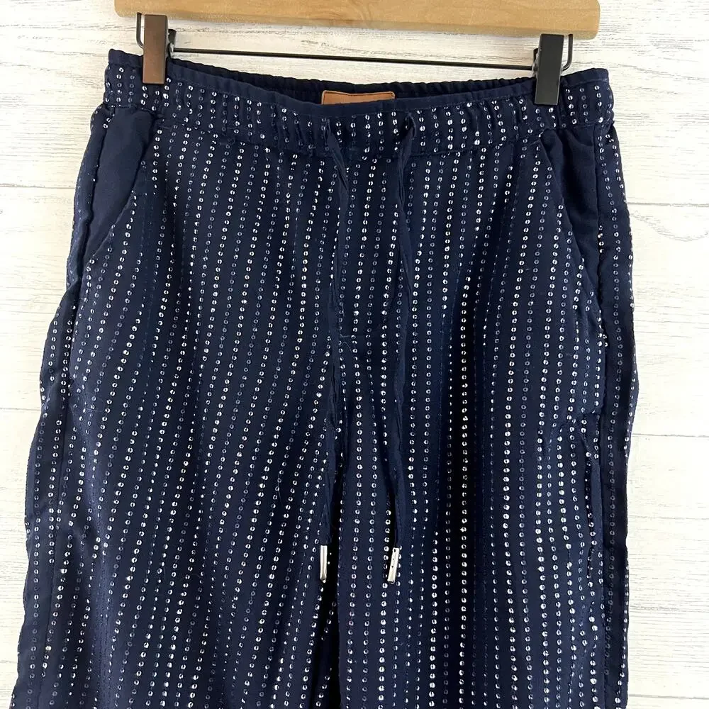 Asos Navy Blue Sequin Straight Leg Pull On Pants Size 28